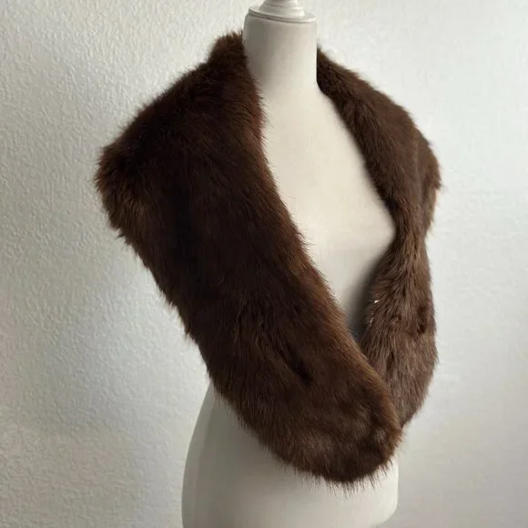ZARA Accessories Brown Faux Fur Shawl Wrap Scarf - Picture 5 of 8